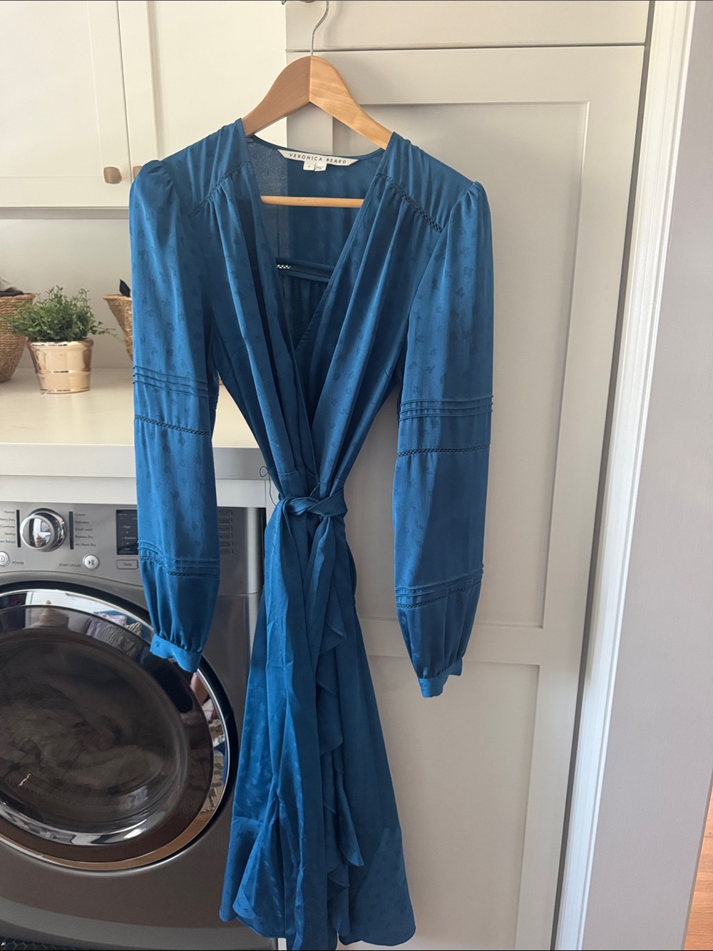Veronica Beard Teal Blue Asymmetrical Wrap Dress